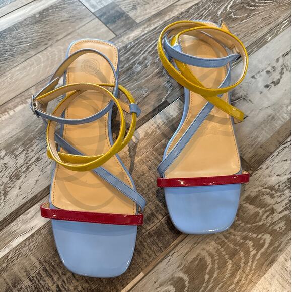 Urban Outfitters Molly Multicolor Strappy Ankle Wrap Heeled Sandals Size 9 - Picture 3 of 9